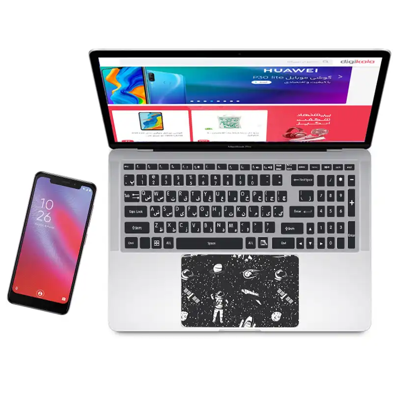 استیکر لپ تاپ راتیانا مدل sp_ace 17  مناسب برای لپ تاپ 15 تا 17 اینچ به همراه برچسب حروف فارسی کیبورد