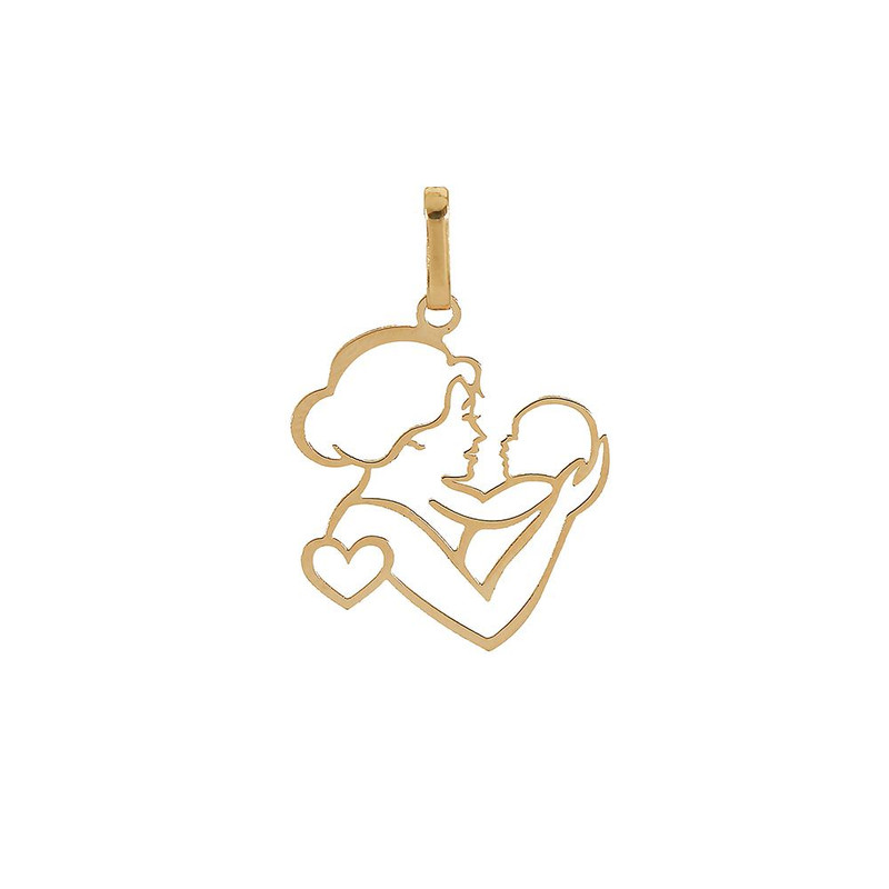 آویز گردنبند طلا 18 عیار زنانه گالری قو طلایی طرح مادر و فرزند تو خالی