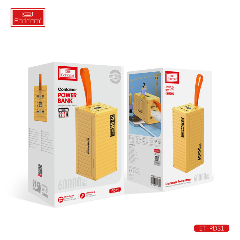 پاوربانک ارلدام مدل CONTAINER PD31 ظرفیت 60000 میلی آمپر ساعت
