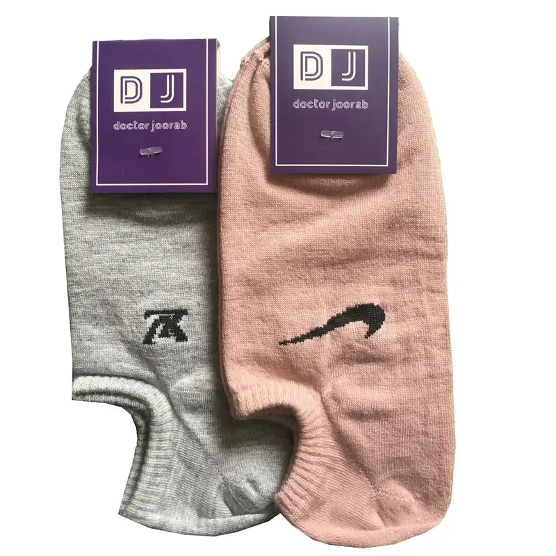 جوراب زنانه مدل زیرقوزکی میکس کد 2004 بسته 2 عددی