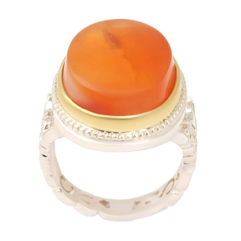 انگشتر نقره مردانه مدل عقیق یمانی کد AM_2453  رکاب گنبدی