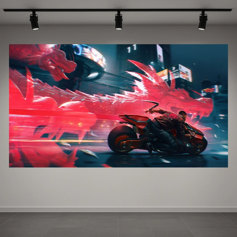 تابلو بوم طرح مخمل موتور مدل CYBERPUNK 2077 کد AR3059861