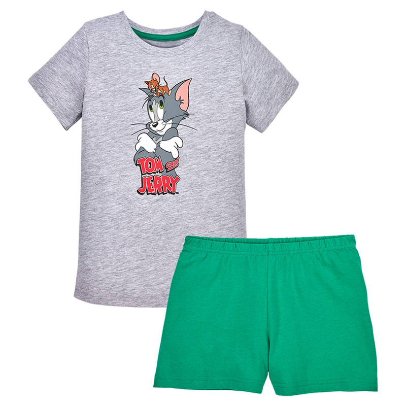 ست تی شرت آستین کوتاه و شلوارک پسرانه مدل Tom And Jerry