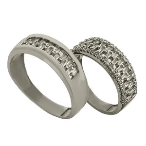 ست انگشتر نقره زنانه و مردانه مدل نگین دار کد RS2059