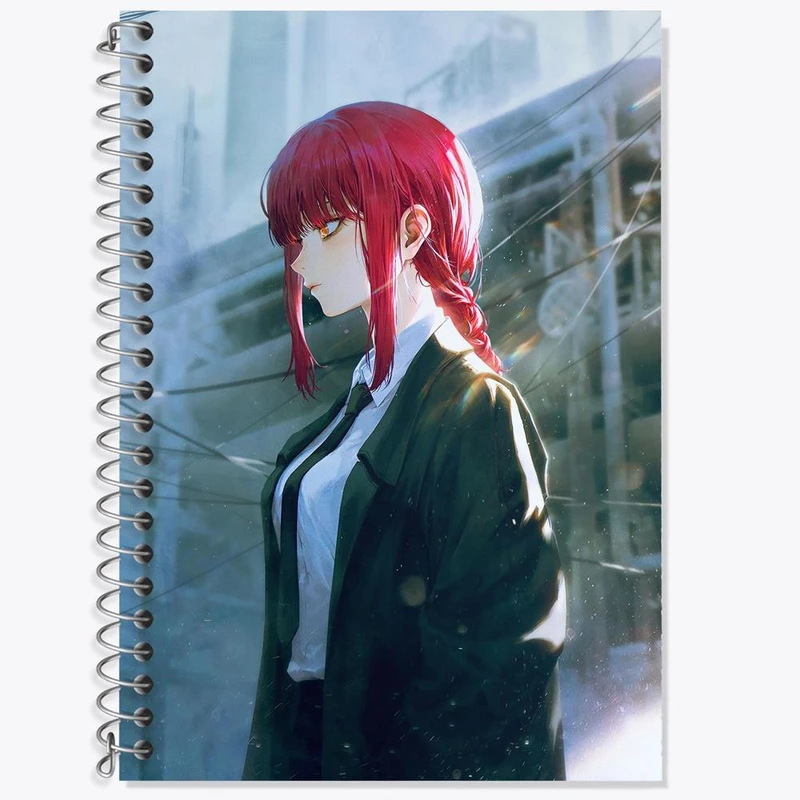 دفتر زبان 50 برگ خندالو مدل سه خط طرح ماکیما انیمه مرد اره ای Chainsaw Man کد 22304