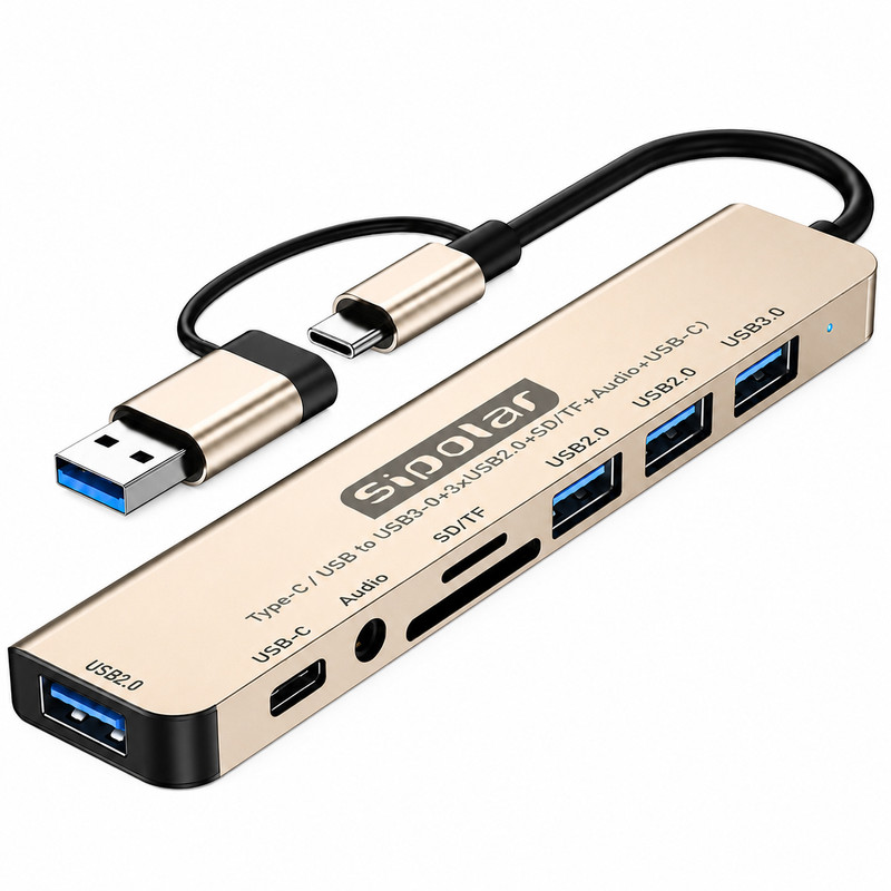هاب 8 پورت USB/USB-C سیپولار مدل USB/Type-C to Audio