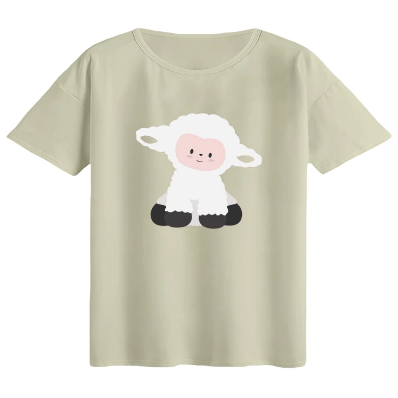 تی‌شرت اورسایز آستین کوتاه زنانه مدل باکسی طرح ببعی