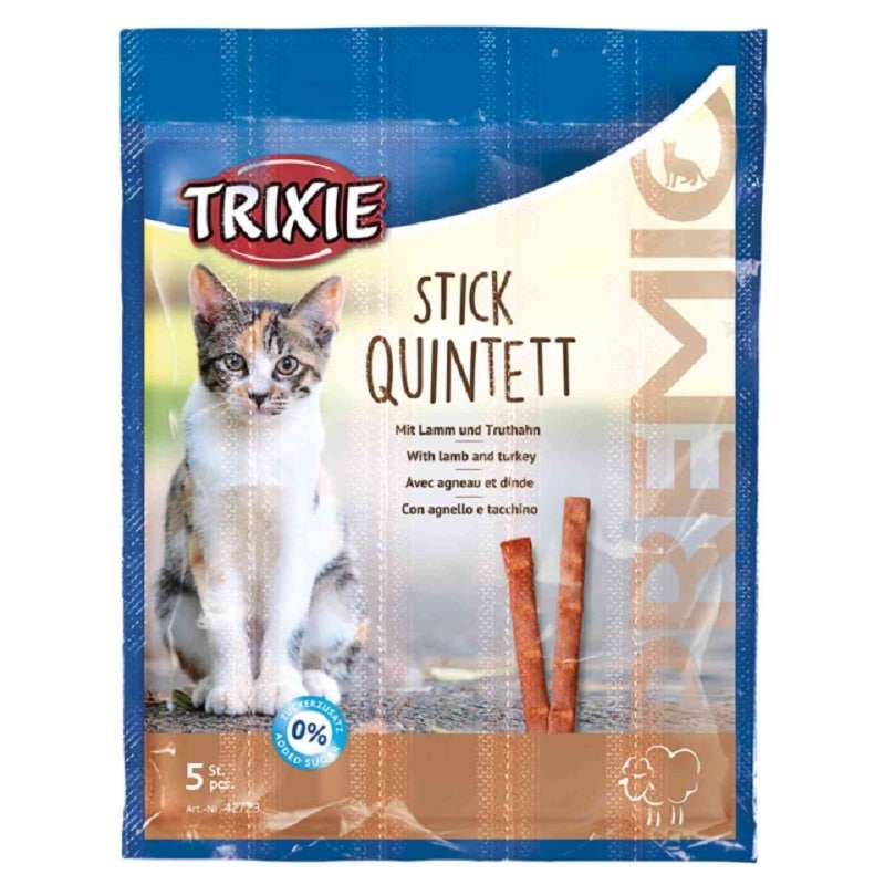 تشویقی گربه تریکسی مدل Sticks Quintett طعم بره و بوقلمون وزن 25 گرم