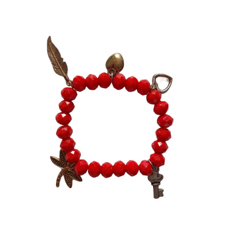 دستبند دخترانه مدل مهره ای سنجاقک و کلید دستبند دخترانه مدل مهره ای سنجاقک و کلید