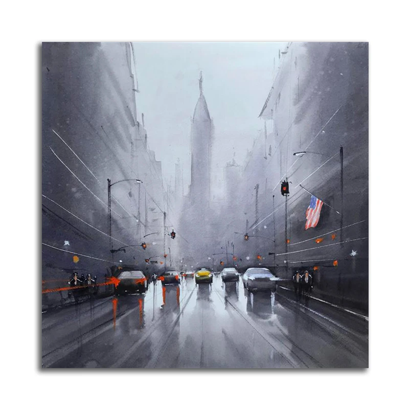 تابلو شاسی مدل نقاشی آبرنگ منظره شهری کد 0359