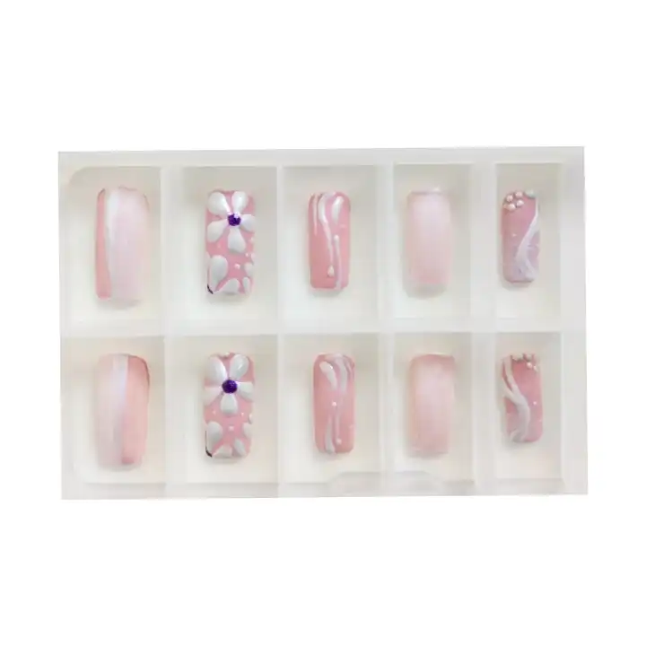 ناخن مصنوعی مدل گل برجسته بسته ده عددی