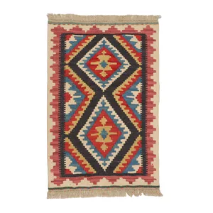 گلیم دستبافت نیم متری مدل قشقایی کد 4040728 زمینه رنگارنگ