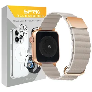 بند اسپریگ مدل Leather Loop مناسب برای اپل واچ سری 1/2/3/4/5/6/7/8/SE/ULTRA سایز 42/44/45/49 میلی متری