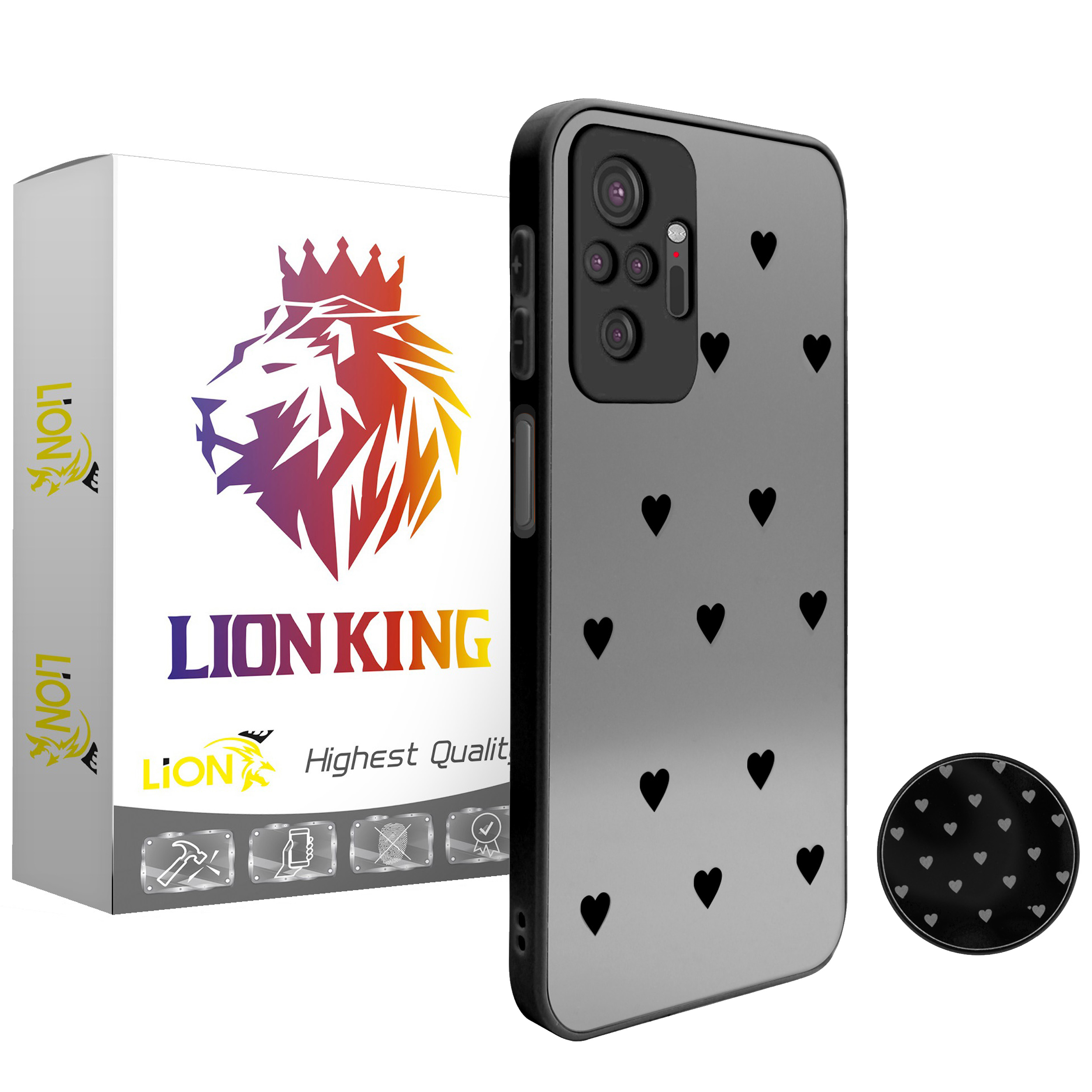 راهنمای خرید اینترنتی کاور لاین کینگ مدل Ayeneh ghalb meshki مناسب برای گوشی موبایل شیائومی Redmi Note 10 Pro / Note 10 Pro Max به همراه پایه نگهدارنده