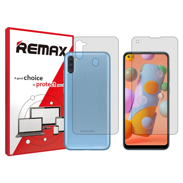 محافظ صفحه نمایش شفاف ریمکس مدل HyGEl مناسب برای گوشی موبایل سامسونگ Galaxy A11 به همراه محافظ پشت گوشی