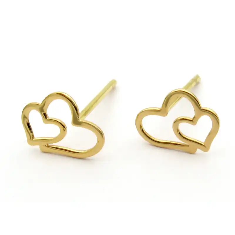 گوشواره طلا 18 عیار زنانه کاپانی طرح قلب کد KE002