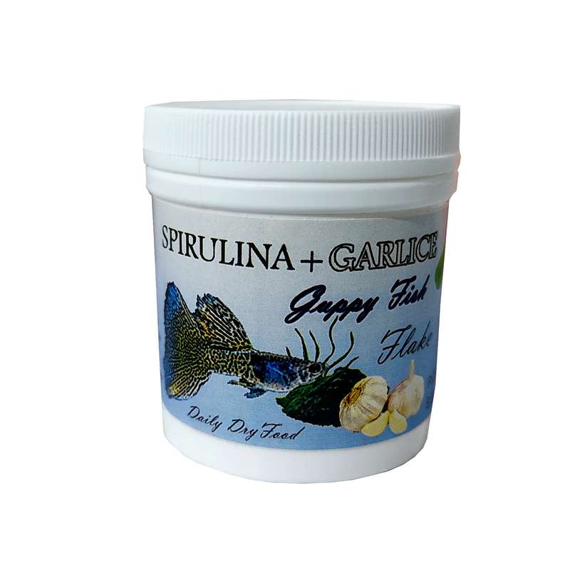 غذای ماهی گوپی مدل سیر و اسپیرولینا وزن 45 گرم