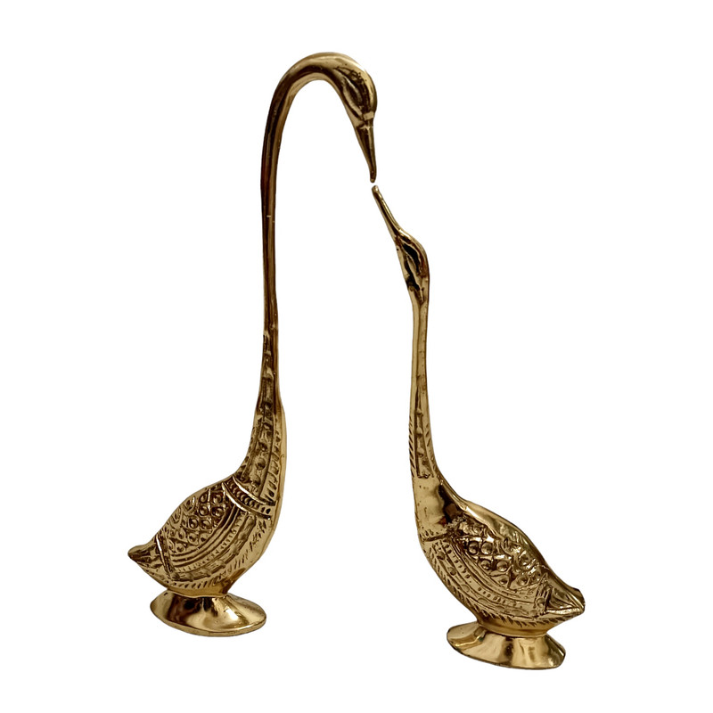 مجسمه برنجی مدل قو کد H-3009 مجموعه 2 عددی
