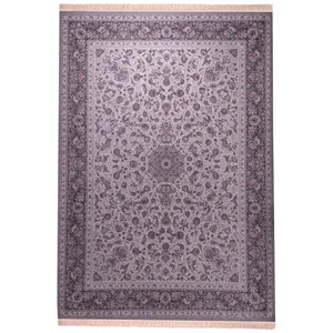 فرش ماشینی زمرد مشهد طرح افشان زمینه کرم طوسی