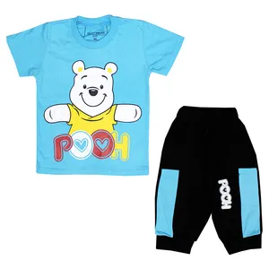 ست تی شرت و شلوارک پسرانه مدل POOH رنگ آبی