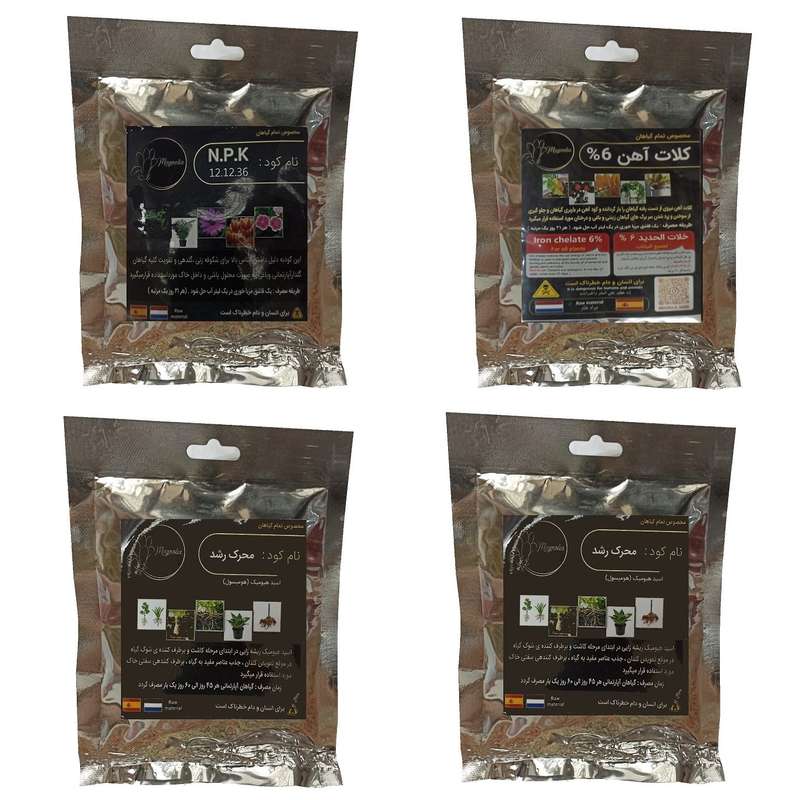 کود گلدهی 36-12-12 و کود کامل گرانوله و هیومیک اسید و کلات آهن مدل raw material وزن 200 گرم