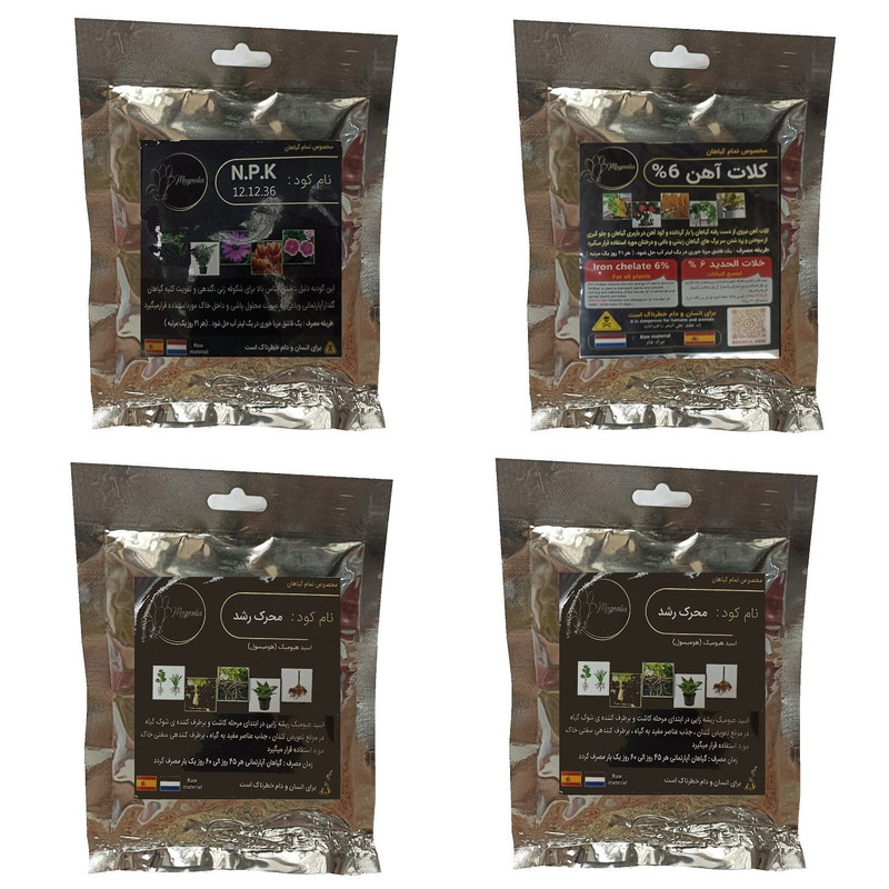 کود گلدهی 36-12-12 و کود کامل گرانوله و هیومیک اسید و کلات آهن مدل raw material وزن 200 گرم