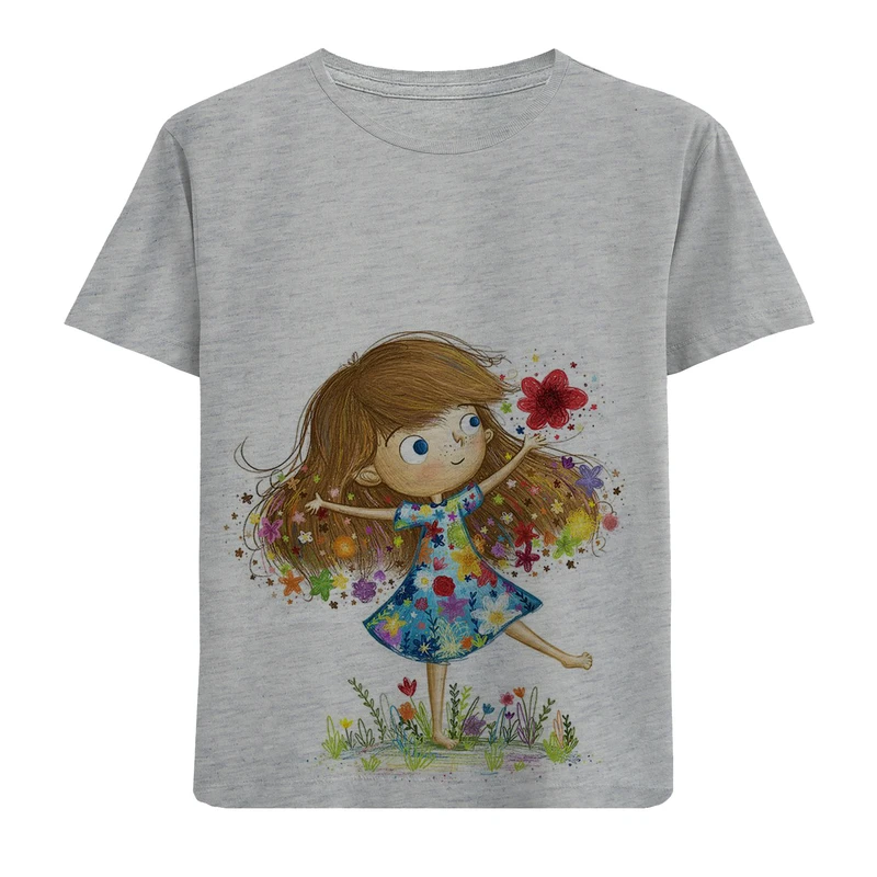 تی شرت آستین کوتاه دخترانه مدل دخترک F336