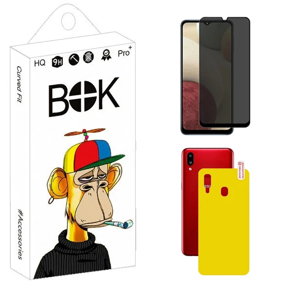 محافظ صفحه نمایش حریم شخصی بوک مدل Carbon Plus مناسب برای گوشی موبایل سامسونگ Galaxy A10s به همراه محافظ پشت گوشی