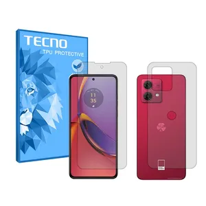 Tecno HyGEL model transparent screen protector suitable for Motorola Moto G84 mobile phone along with the back of the phone