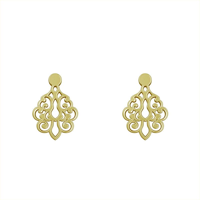 گوشواره طلا 18 عیار زنانه مدوپد مدل اسلیمی کد GA1-15254