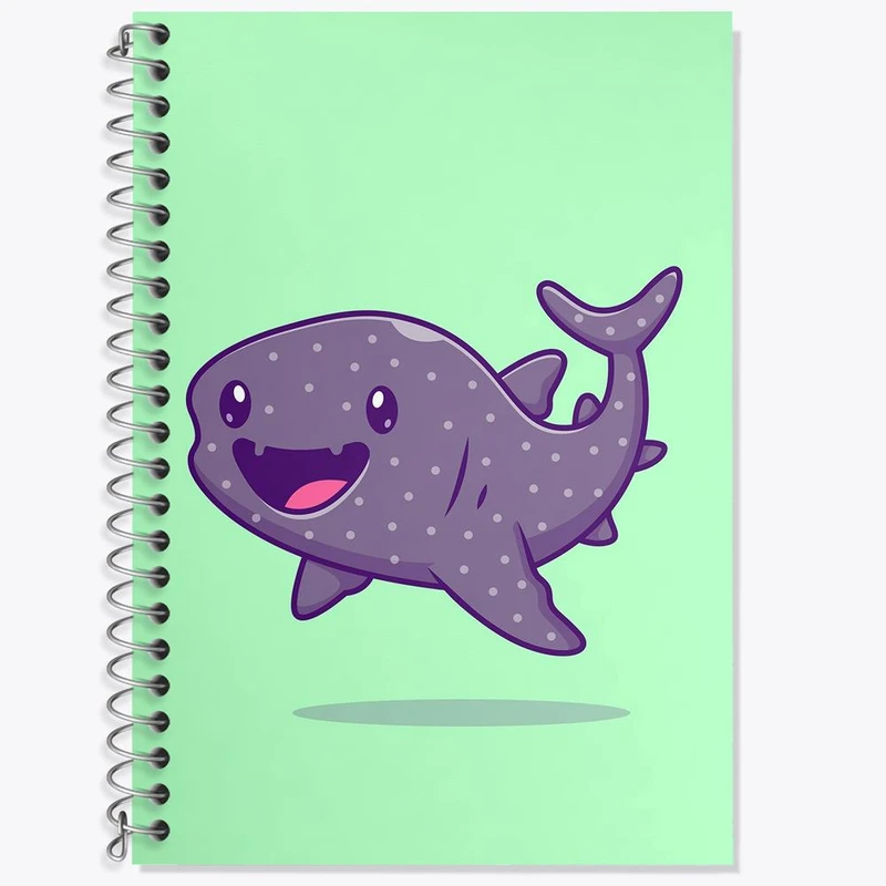 دفتر زبان 50 برگ خندالو مدل سه خط طرح حیوانات بامزه ماهی لجن خوار کد 29679