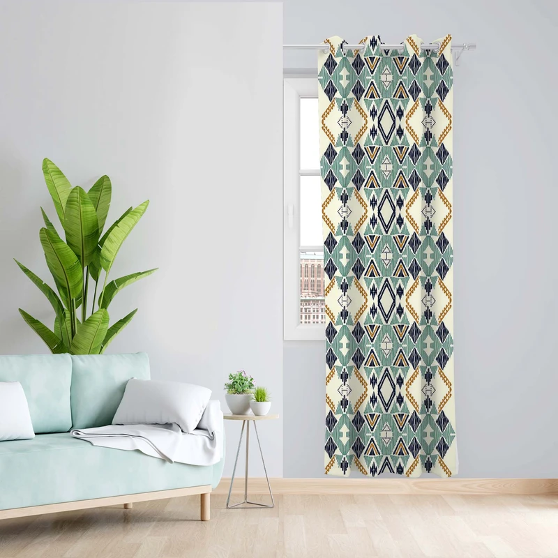 پرده طرح لوزی مدل مخمل پانچی کد 5217 z سایز 140x200 سانتی متر