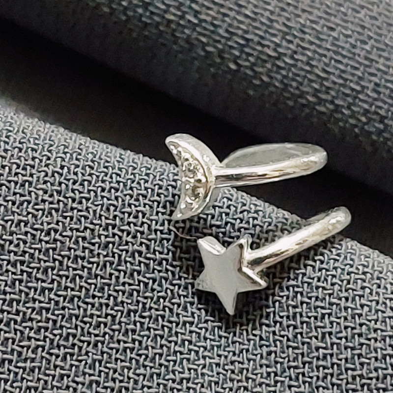 پیرسینگ نقره زنانه آی ام مدل ماه و ستاره zirconia