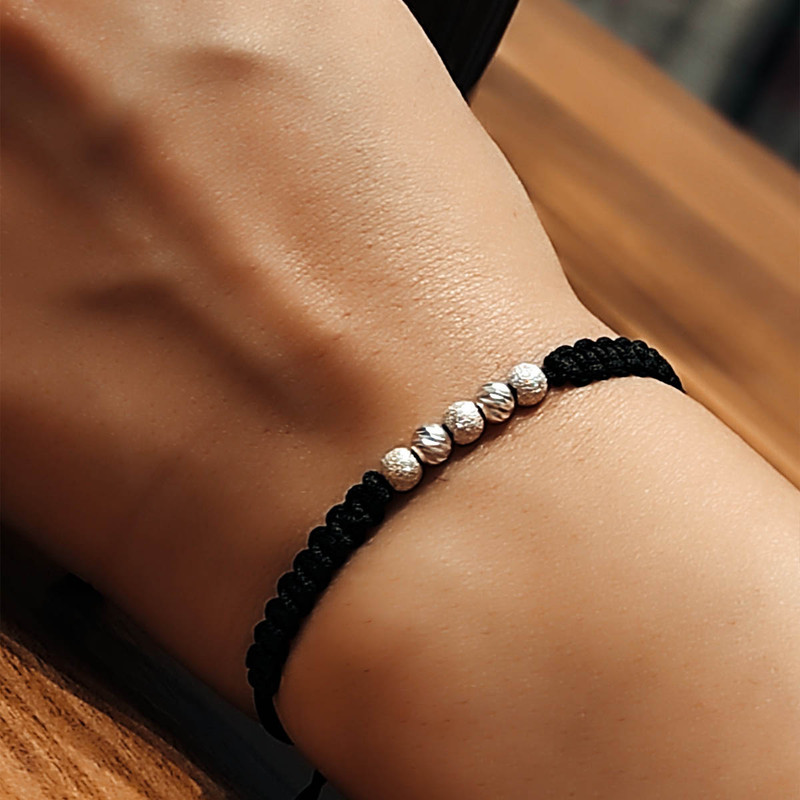 دستبند نقره مدل 5 گوی