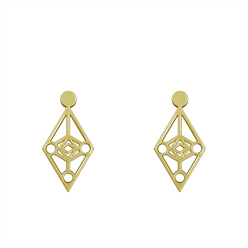 گوشواره طلا 18 عیار زنانه مدوپد مدل لوزی کد GA1-11682