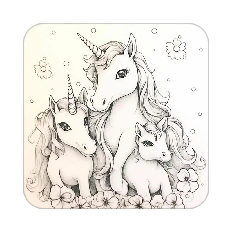 زیر لیوانی کاکتی طرح اسب تک شاخ و یونیکورن مدل mp33354