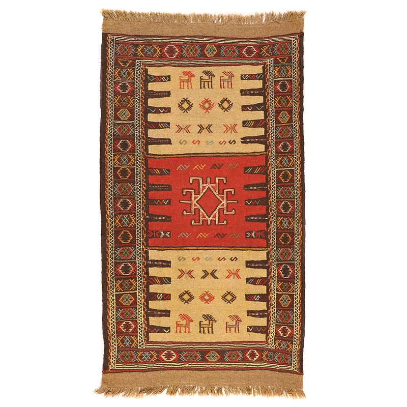 گلیم دستبافت دو متری طرح سفره کردی کد 140807