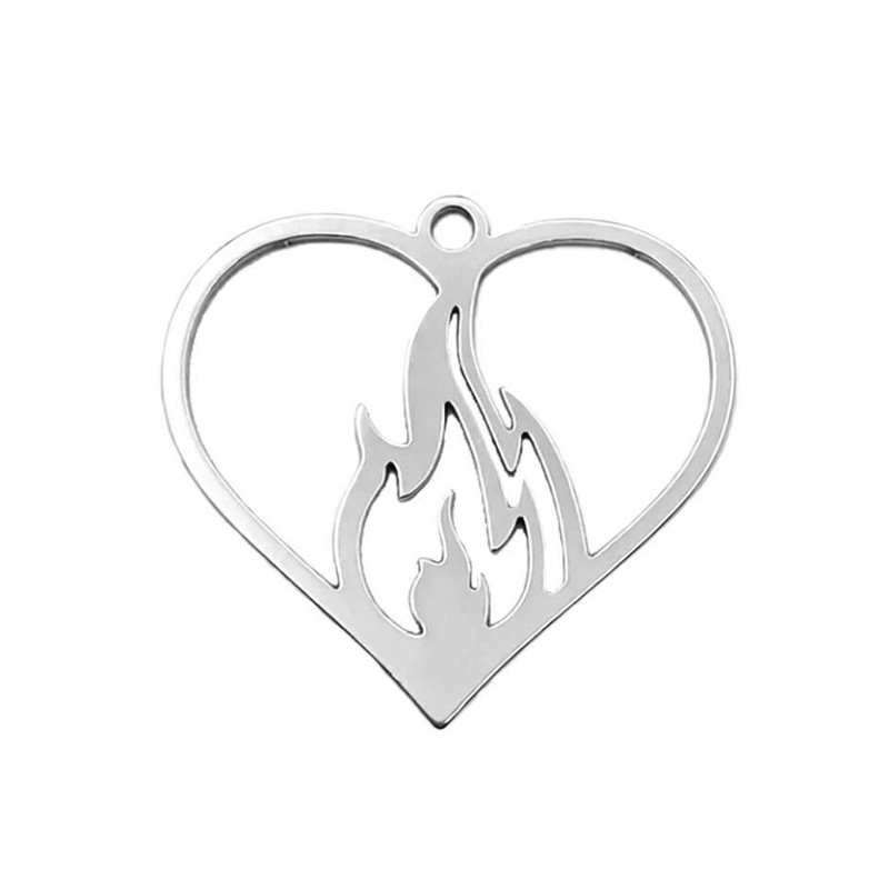 آویز گردنبند نقره مدل KM-010 طرح شعله قلب