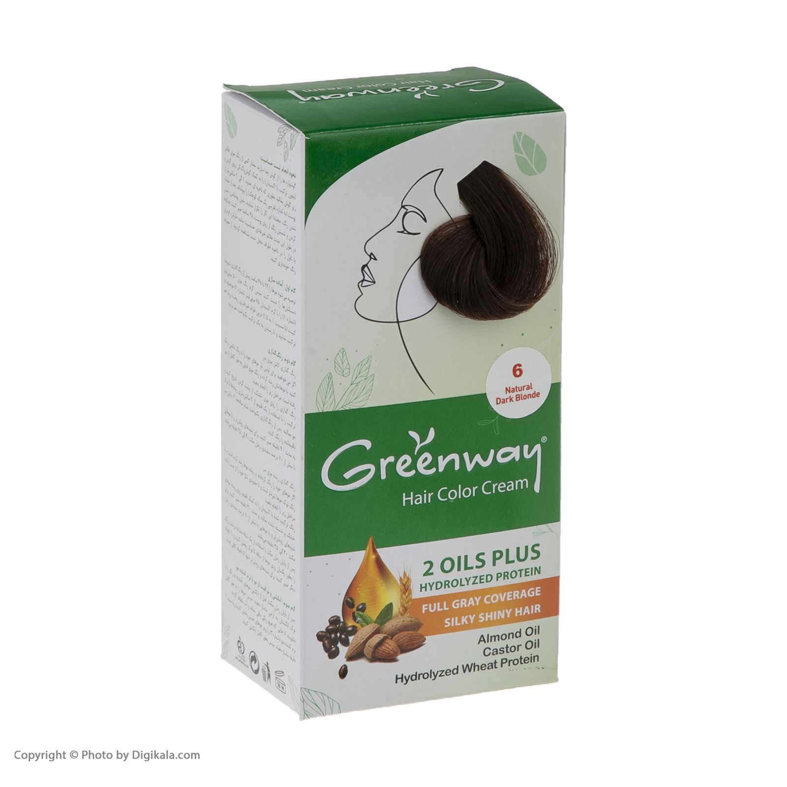 کیت رنگ مو گرین وی شماره 6 حجم 50 میلی لیتر رنگ بلوند طبیعی تیره - - 10