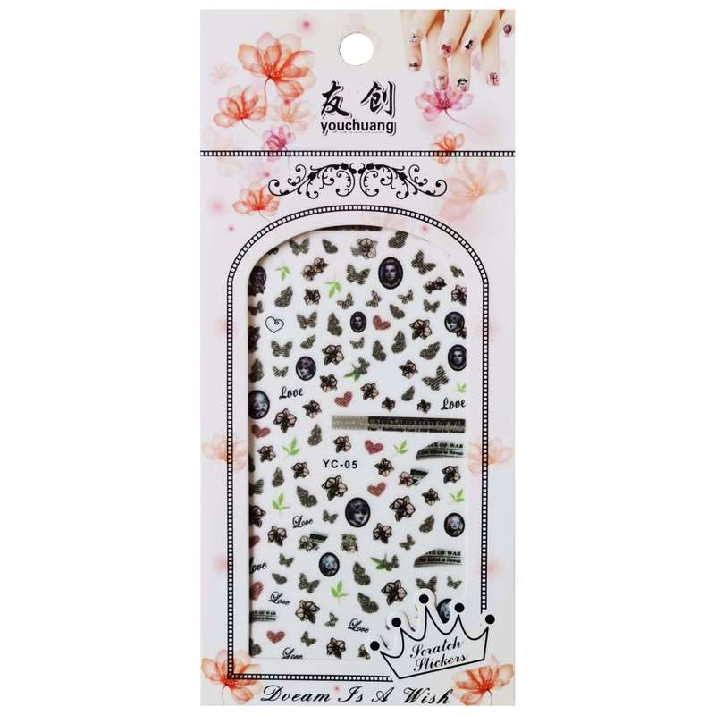 استیکر طراحی ناخن مدل پروانه کد YC-05