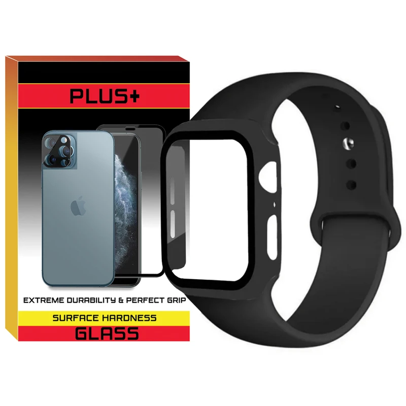 بند پلاس مدل Soft-Guard-PL مناسب برای اپل واچ Series SE 2022 Aluminum Case 44mm / SE 2021 Aluminum Case 44mm / Series 5 44mm / Series 6 44mm / SE 44mm به همراه کاور