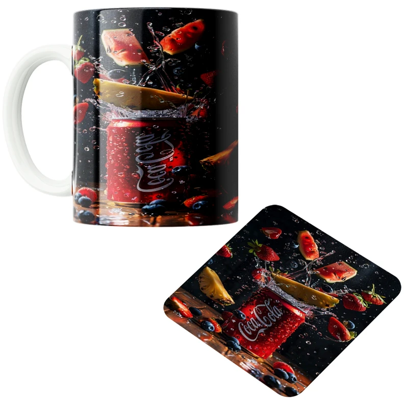 ماگ پاد آفرین مدل نوشابه کد 01 به همراه زیر لیوانی