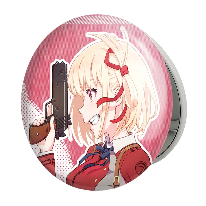 آینه جیبی خندالو طرح چیساتو انیمه لیکوریس ریکویل Lycoris Recoil مدل تاشو کد 23076 