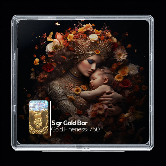 شمش طلا 18 عیار مدوپد مدل مادر و نوزاد کد SG10758