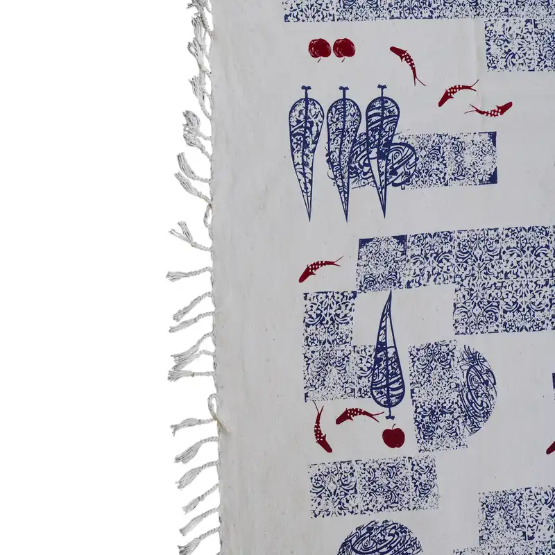 رومیزی چاپ دستی مدل سرو و ماهی کد 180