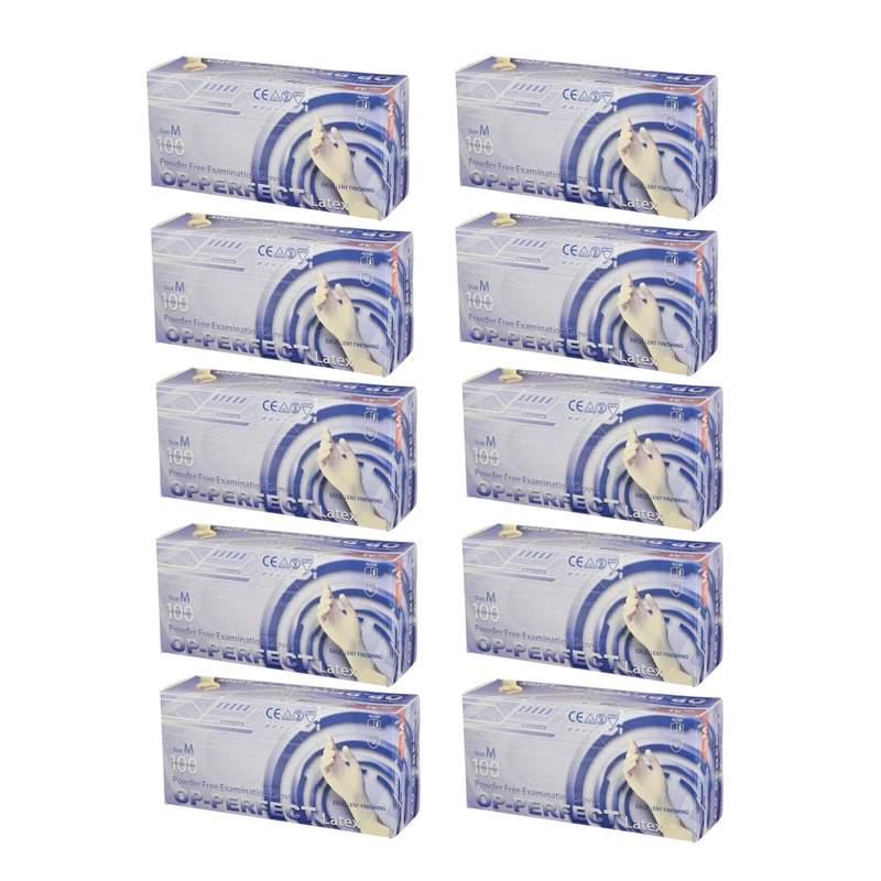 دستکش لاتکس غیر پودری مدل اوپی پرفکتL1 سایز متوسط (M) بسته 10 بسته 100 عددی