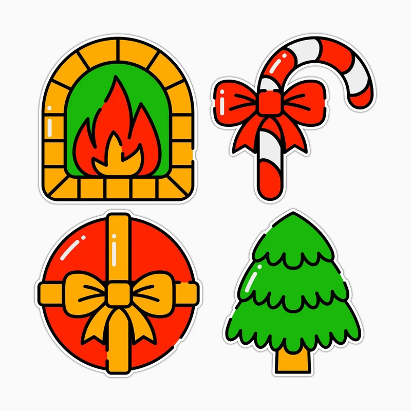 استیکر لپ تاپ و موبایل بووم طرح کریسمس کد MA53 مجموعه 4 عددی