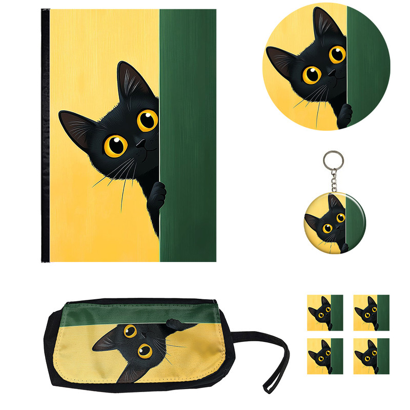 بسته لوازم تحریر مدل گربه کیوت ملوس کد 1 مجموعه 8 عددی