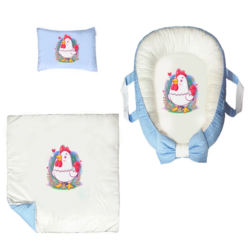 سرویس خواب سه تکه نوزاد ناریکو مدل گارد محافظ دار طرح خروس کد 0524