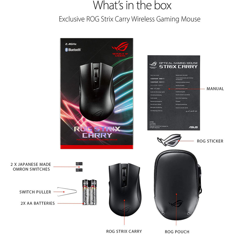 ماوس بی سیم مخصوص بازی ایسوس مدل ROG Strix Carry 2